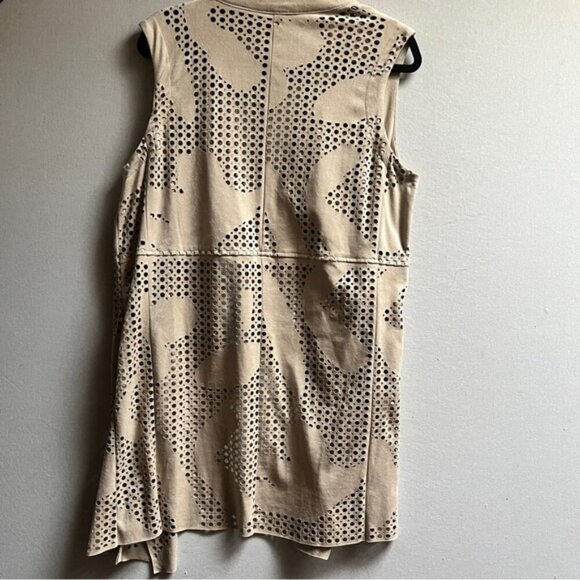 Melanie Lyne brushed suede sleeveless waterfall vest Sz L 22" PTP - Picture 3 of 10